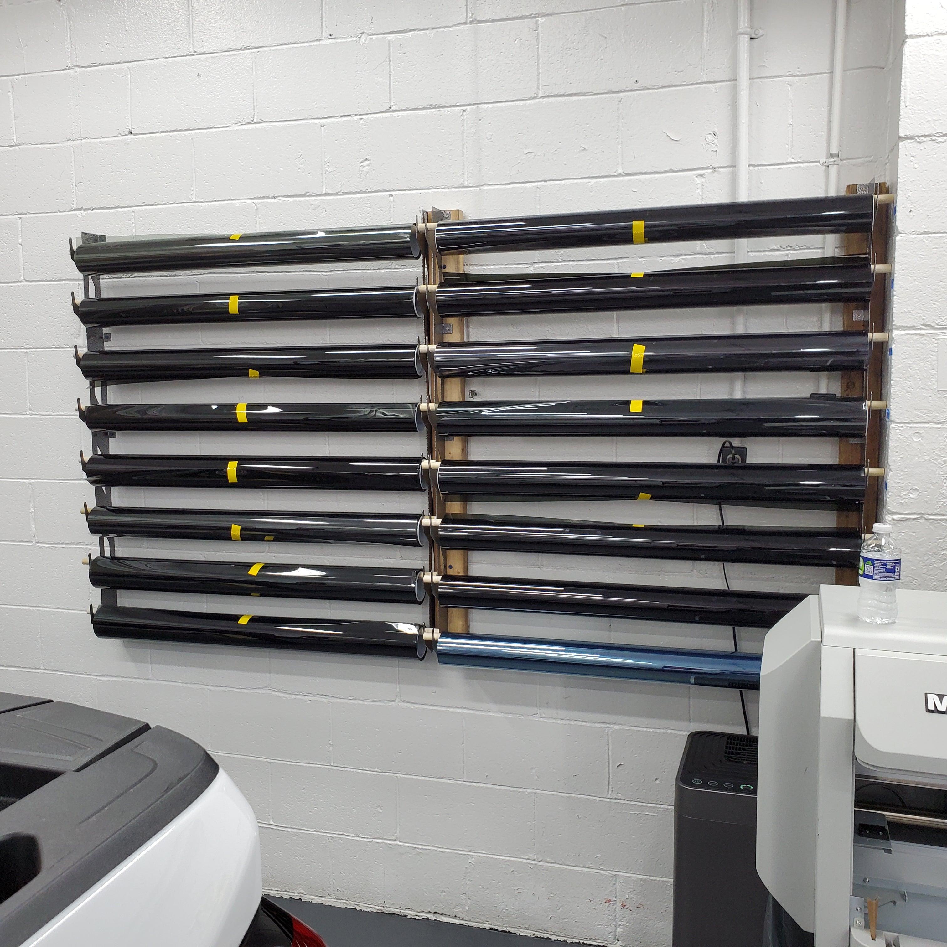 Wall-Mounted Vinyl, Tint, Paper & Cloth Wrap Rack - Modular Storage | Martin Metalwork"