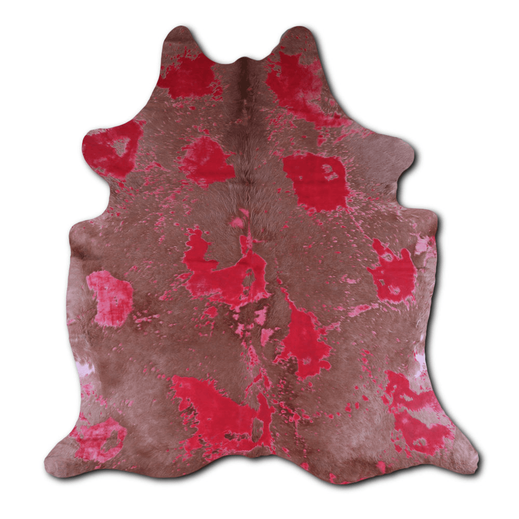 Acid Washed Distressed Red Cowhide Area Rug - 32-45 Sq Ft