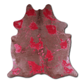Acid Washed Distressed Red Cowhide Area Rug - 32-45 Sq Ft