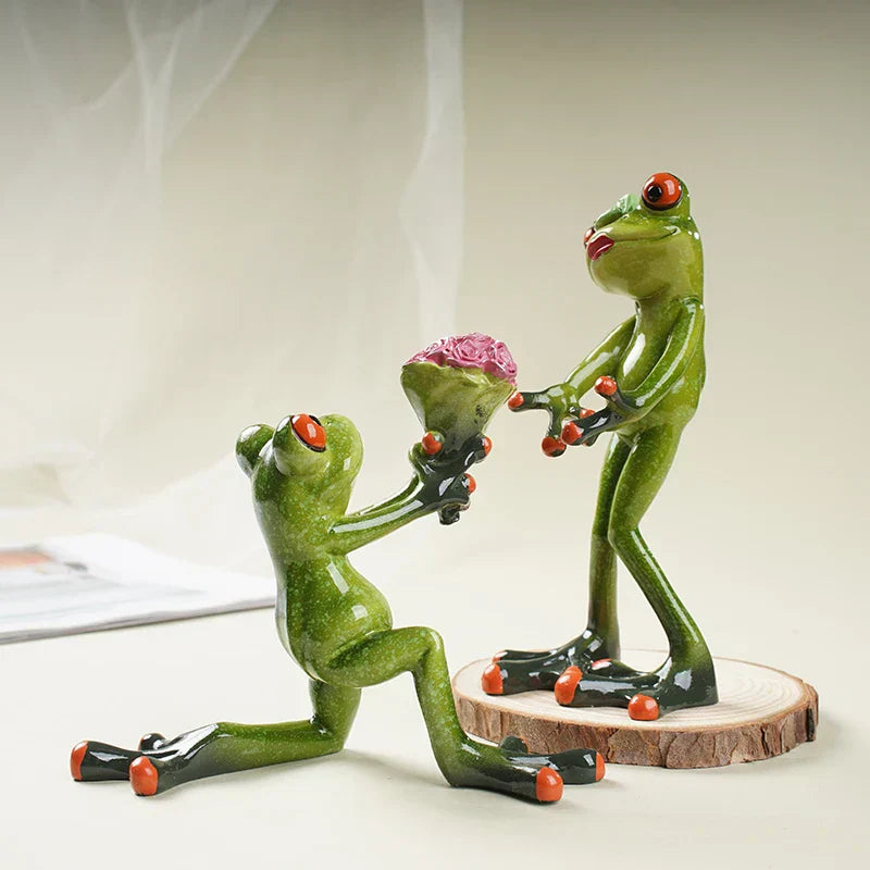 DecorBites™ Funny Frog Couple Resin Decor | Wedding Gift | Valentine's Day Ornament