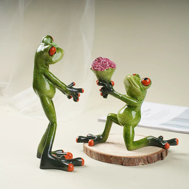 DecorBites™ Funny Frog Couple Resin Decor | Wedding Gift | Valentine's Day Ornament