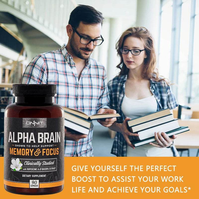 ONNIT Alpha Brain - Premium Nootropic Brain Supplement - Good for Focus, Concentration and Memory - 90 Capsules