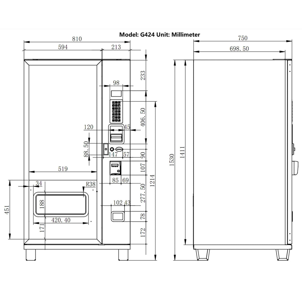 Epx 5FT Snacks And Drinks Combo Vending Machine With Refrigeration And Bill Acceptor [G424] (SAK51689)