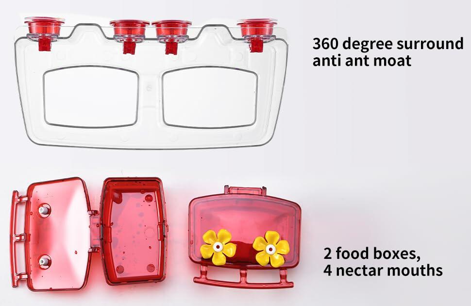Jealoeur Hummingbird Feeder 16oz 4-Port Red Strong Suction 2 Boxes