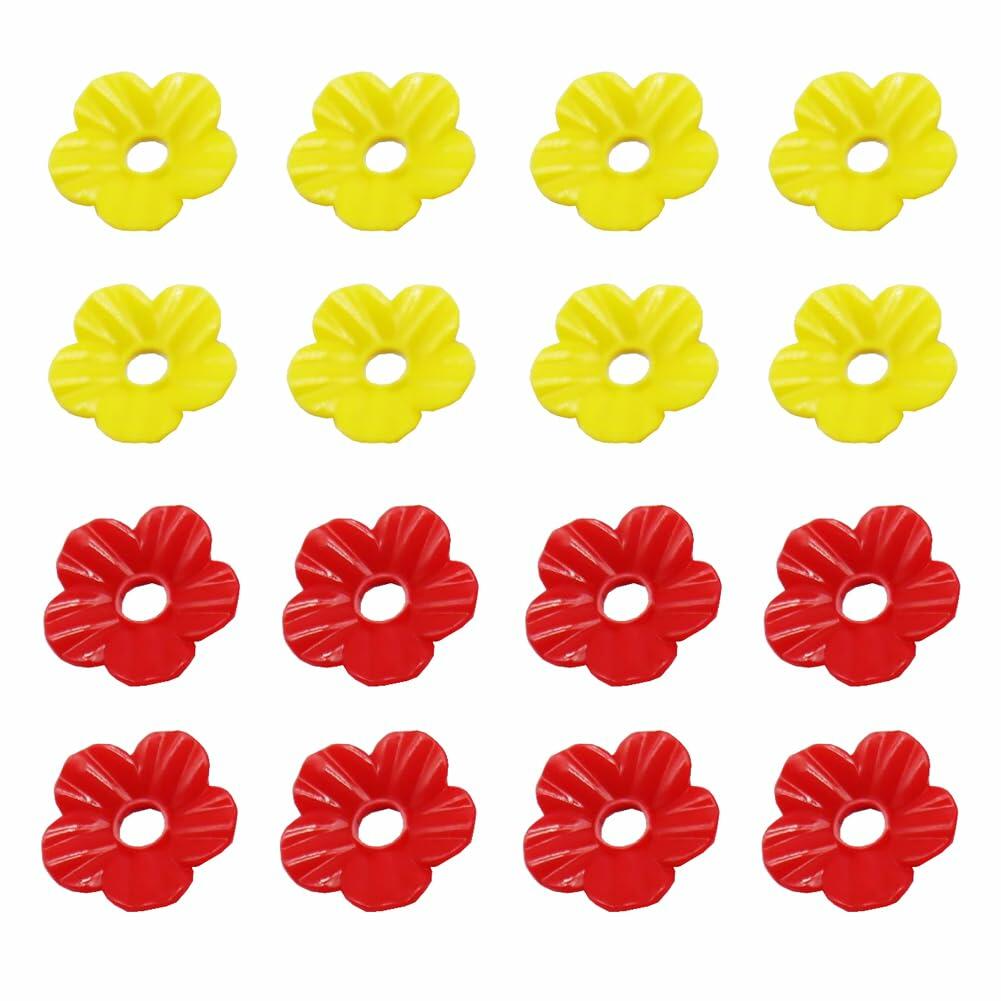 16 Pieces Hummingbird Feeder Replacement Flowers Parts Yellow Red