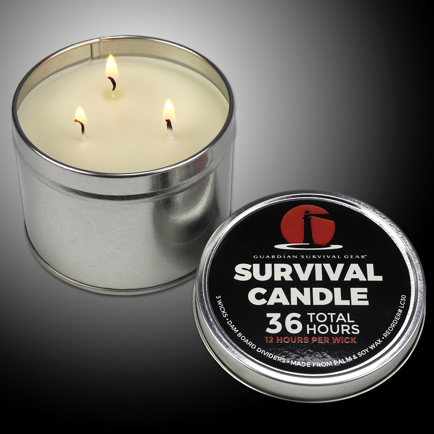3-Wick 36-Hour Emergency Survival Candle | Long Burning Soy Blend